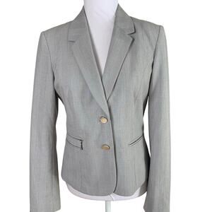 Calvin Klein Siz 6 Single Breasted Blazer Jacket Glen Plaid Gray Career Acadamia